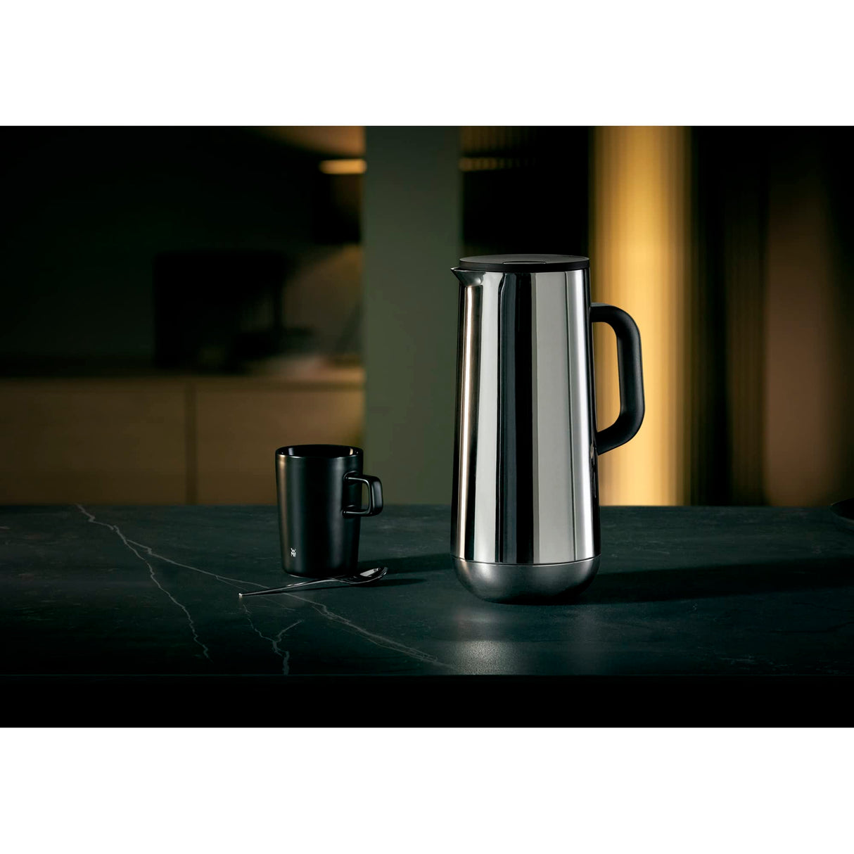 WMF Impulse - Termo 1L con Función Aislante Frío y Calor por 24h con Cierre a Presión, Acero Inoxidable Cromargan 18/10, Plateado