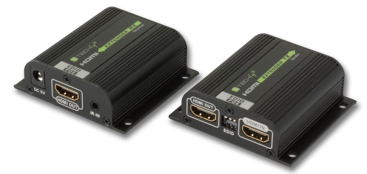 TECHLY 100709 Amplificador Extensor HDMI Full HD 3D Poe a Cable Cat.6/6A/7 40m con EDID e IR Negro