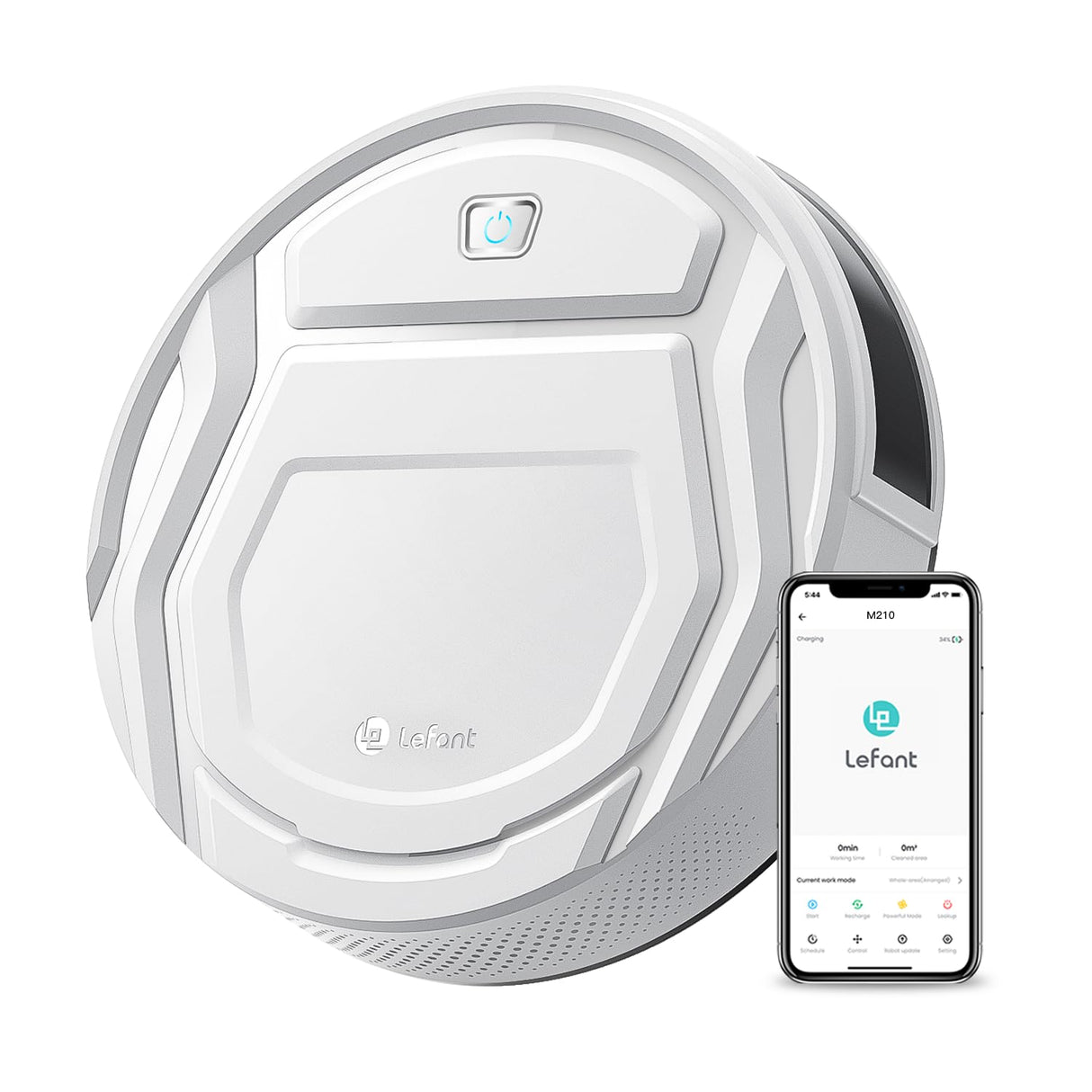 LEFANT M210 Robot Aspirador Ultra Delgado 79mm, Control por App, Bajo Ruido, Compatible con Alexa, Boquilla Anti-enredos, Ideal para Pelo de Mascotas y Suelos Duros
