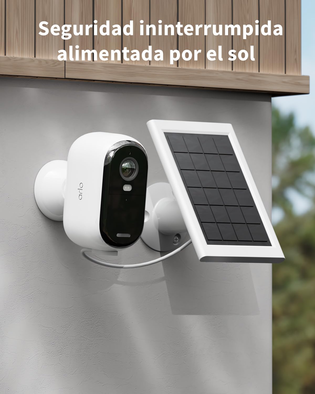 Arlo Essential 2 Camara Vigilancia WiFi Exterior + Panel Solar (3), HD, Camara Vigilancia WiFi Interior, Sensor de Movimiento, Alarmas Para Casa, Prueba Arlo Secure Incluida, 3 Cámaras, Blancas