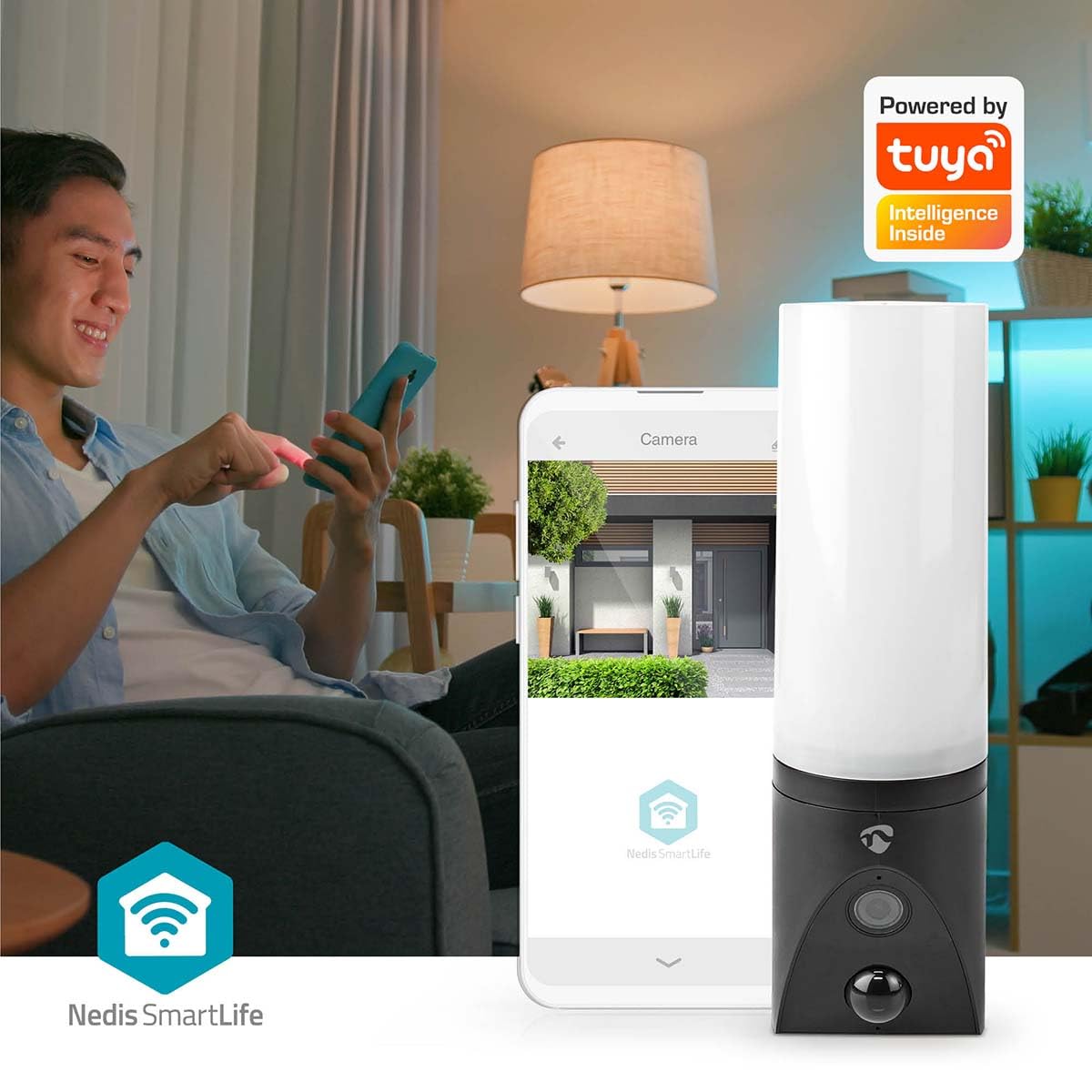 Nedis SmartLife Outdoor Camera | Wi-Fi | Ambient Light | Full HD 1080p | IP65 | Cloud Storage (Optional) / microSD (Not Included) / Onvif | with Motion Sensor | Night Vision | Android™ / iOS
