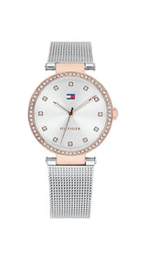 Tommy Hilfiger Reloj Analógico de Cuarzo para mujer con correa de malla de acero inoxidable plateada - 1782506