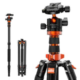 K&F Concept Trípode Cámara,198cm Trípode de Viaje Aluminio,Trípode Compacto con Monopie,Trípode Fotografía Professional con 360° Rótula de Bola y Placa de Liberación para Cámara DSLR Canon Nikon Sony