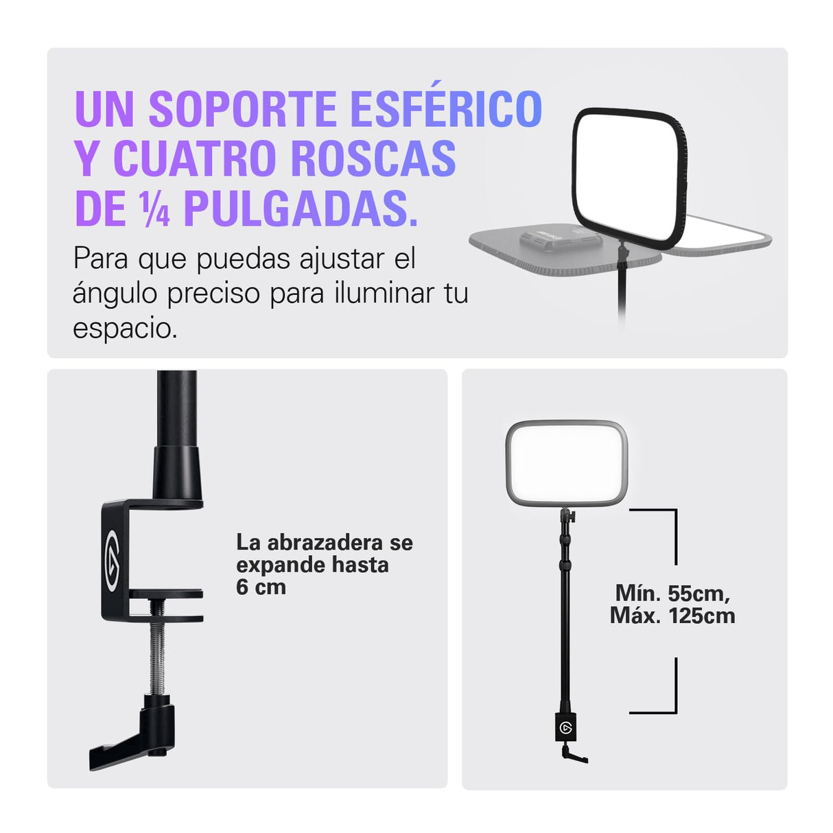 Elgato Key Light - Luz profesional de estudio de 2800 lúmenes, con soporte de escritorio para streaming, grabación y videoconferencia, temperatura y brillo ajustables con app en Mac, PC, iOS, Android