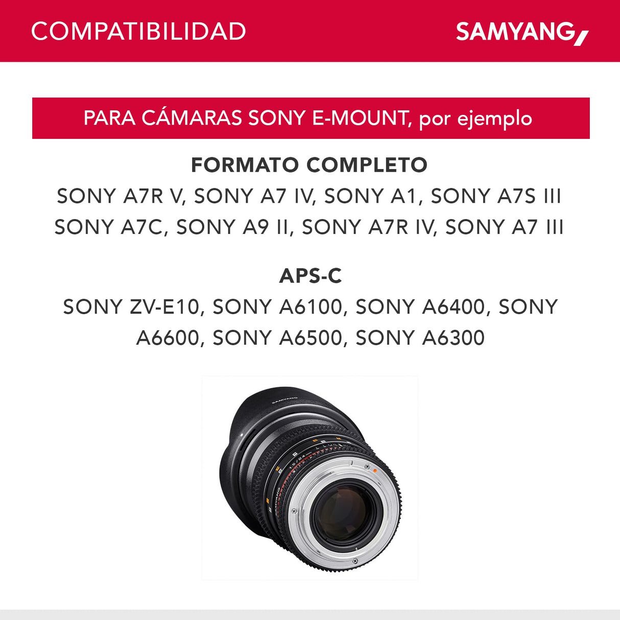 Samyang F1312806101 - Objetivo para vídeo VDSLR para Sony E (Distancia Focal Fija 24mm, Apertura T1.5-22 ED AS IF UMC II, diámetro Filtro: 77mm), Negro