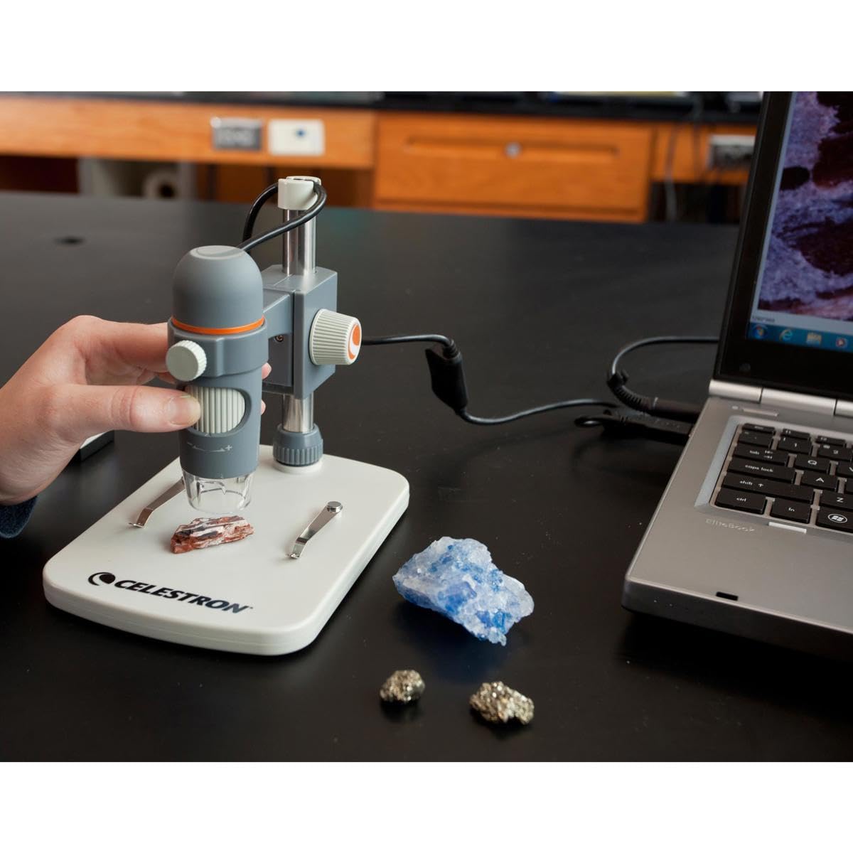 Celestron 44308 Handheld Digital Microscope Pro: 20x-200x aumentos, gris/blanco