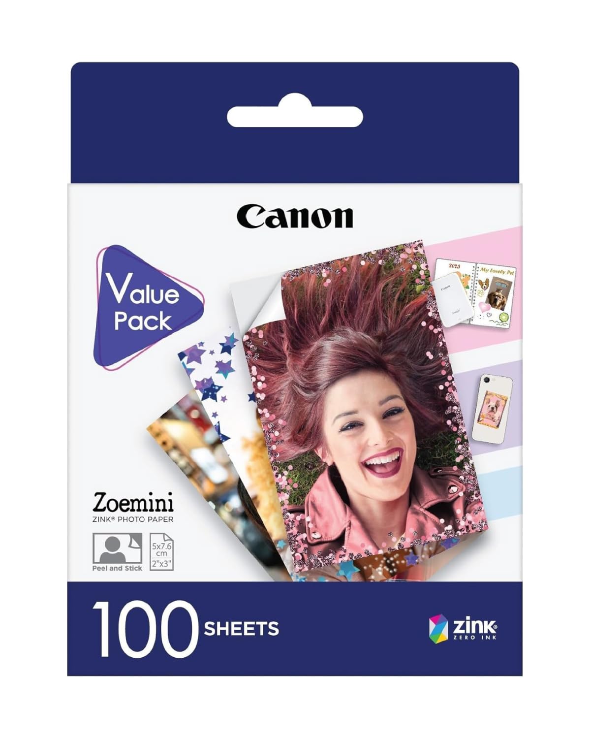 Canon Zink™ Papel Fotográfico Adhesivo 5x7,6 cm (100 Hojas) - Imprime Fotos desde tu Móvil para Pegatinas Personalizadas