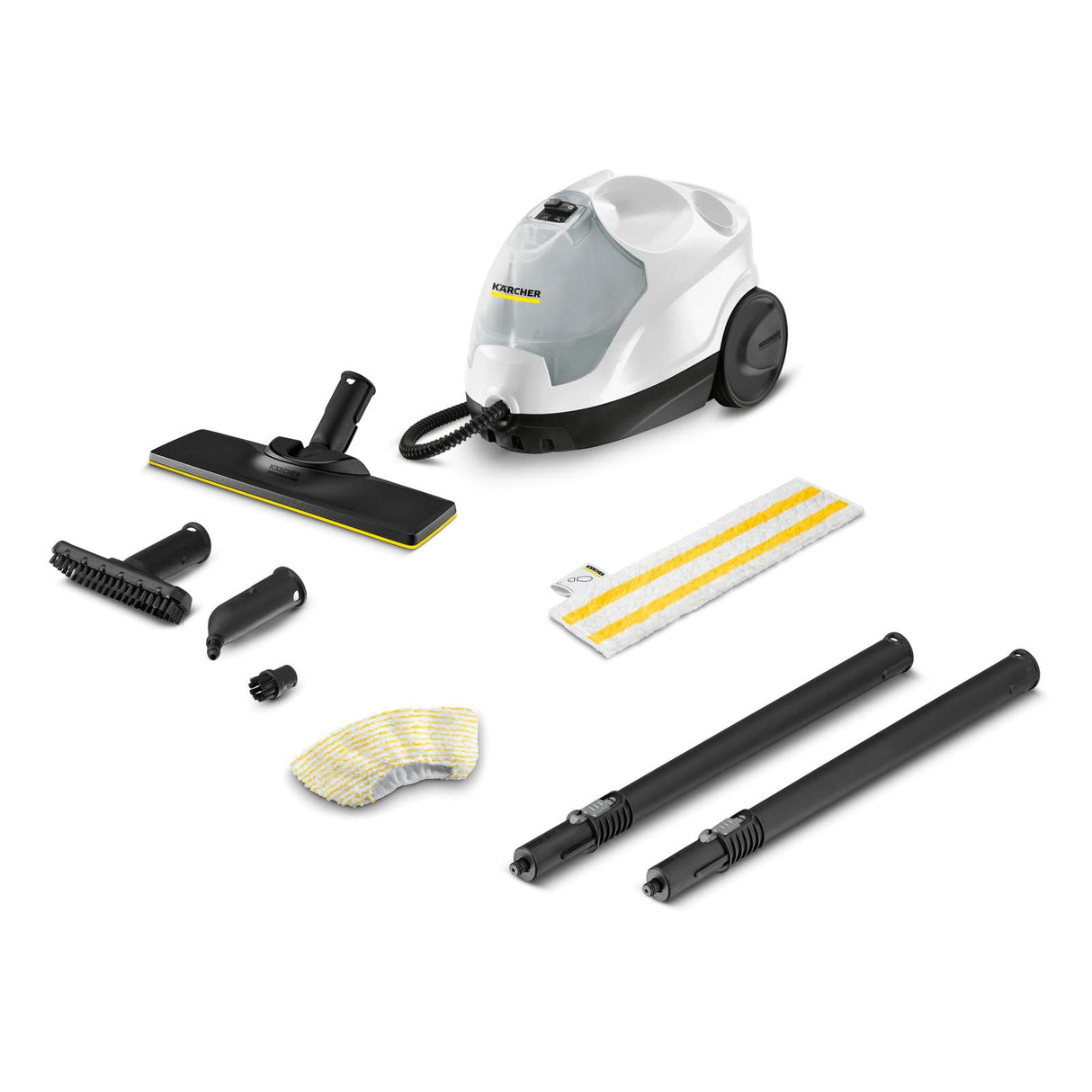 Kärcher Limpiadora de vapor SC 4 EasyFix, presión: 3,5bar, calentamiento: 4 min., potencia: 2000W, rendimiento: 100m², sistema de 2 depósitos: 0,5l + 0,8l, kit limpieza EasyFix, boquillas y fundas