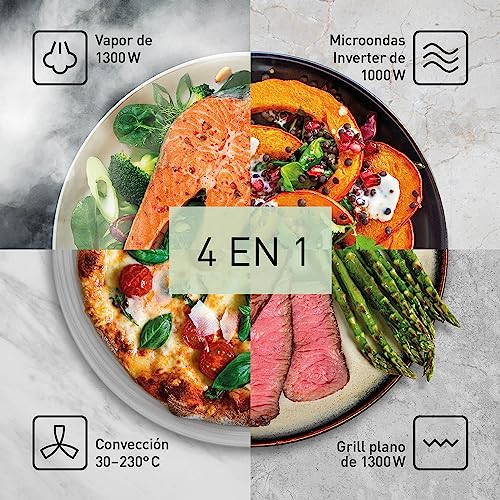 Panasonic NN-CS88LBEPG Horno combinado de vapor 4 en 1 con vapor, microondas, grill y convección, Tecnología Inverter, 31 L, 36 Programas Automáticos, Cocción en 2 Etapas, Menú Infantil, Negro