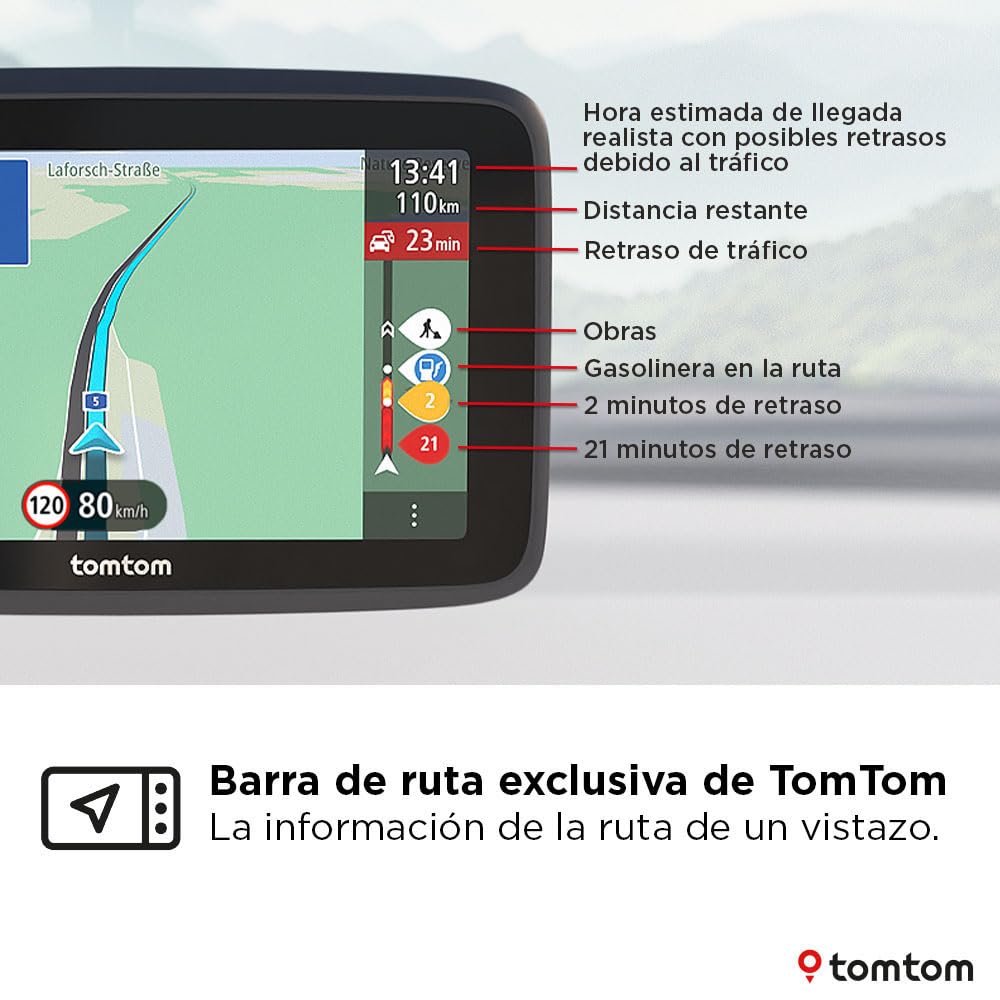 Tomtom GPS Coche GO Advanced (6", con información de tráfico y Alerta de radares, actualizaciones de mapas del Mundo por Wi-Fi, indicación de carriles en Movimiento y Soporte Reversible Integrado)