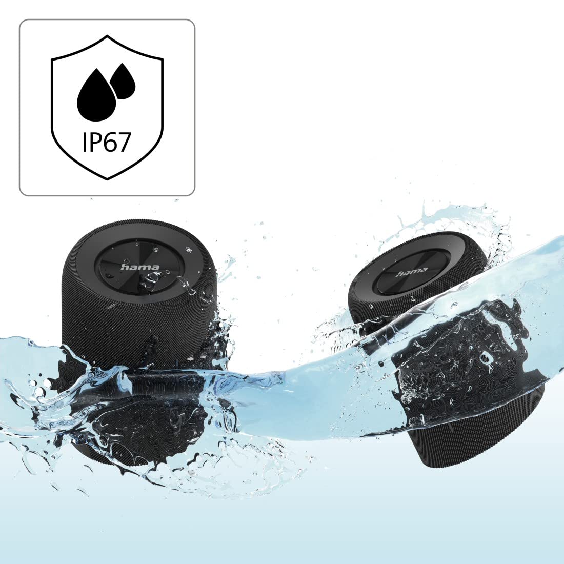 Hama | Altavoz Bluetooth Twin 3.0 (Altavoz Inalámbrico, Gran Potencia, Resistente al Agua IP67, Se Puede Dividir en 2 Altavoces Individuales) Color Negro