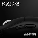 Logitech G PRO X SUPERLIGHT 2, Ratón inalámbrico para gamingratón Pro-Grade de 60 g con 5 botones programables, sensor de 44 000 DPI, velocidad de respuesta de 8 kHz, carga USB-C para PC/Mac - Negro