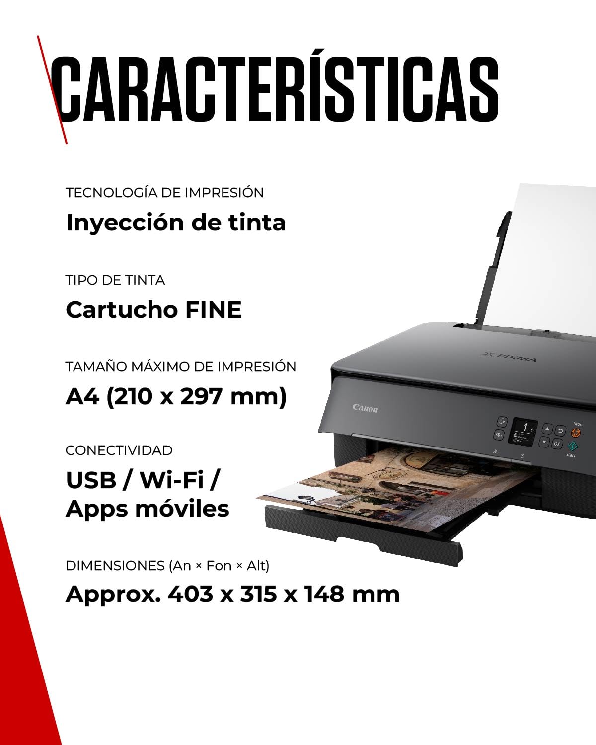 Canon PIXMA TS5350i – Impresora Multifunción para Uso Doméstico con Pantalla OLED | Conexión Inalámbrica desde tu Smartphone | Con PIXMA Print Plan