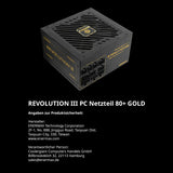 ENERMAX Revolution III 850 W | Fuente de alimentación ATX 3.1 Totalmente Modular | PCIe 5.1 | 80 Plus Gold | Ventilador silencioso FDB de 120 mm | Condensadores 105 °C jap | ERV850G-AHG-MAC