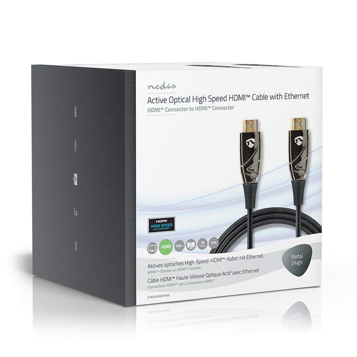 NEDIS 3400Bk1501 Cable Hdmi de Alta Velocidad con Conector Ethernet, 150 M, Negro