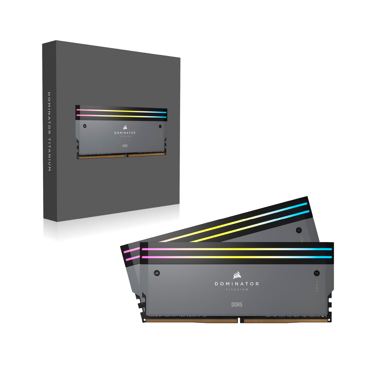 CORSAIR Dominator Titanium RGB DDR5 RAM 32GB (2x16GB) DDR5 hasta 6000MHz CL30 AMD Expo Intel XMP 3.0 Memoria de Ordenador de Sobremesa – Gris (CMP32GX5M2B6000Z30)