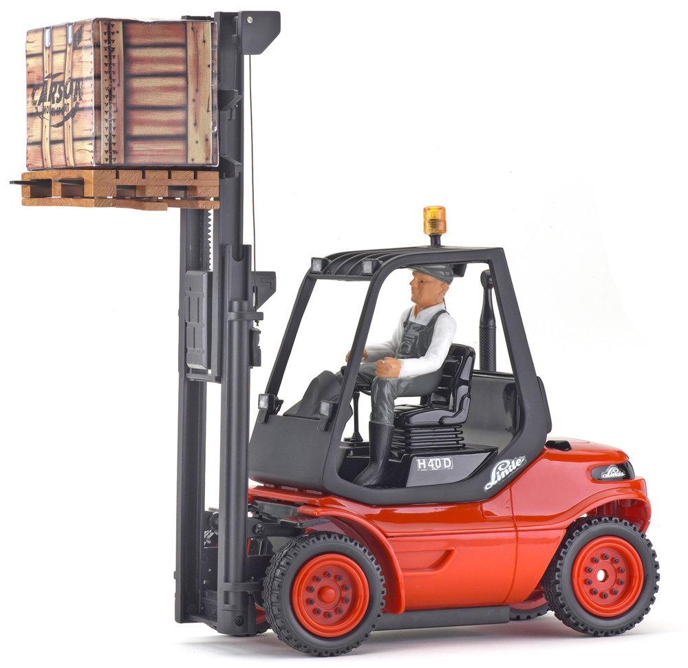 Carson 500907093 1:14 Carretilla elevadora Linde 2.4G 100% RTR - Vehículo de Control Remoto, vehículo utilitario, Funciones de luz y Sonido, Incluye baterías de transmisor