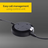 Jabra Evolve 30 MS - Auricular Monoaural Certificado por Microsoft para VoIP Softphone - Cancelación Pasiva de Ruido - Cable USB con Unidad de Control - Negro