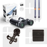 GoView ZOOMR 8x26 prismáticos pequeños y Ligeros (Aumento de 8X, Carcasa de magnesio, Incluye Adaptador para Smartphone y Accesorios) Phantom Negra