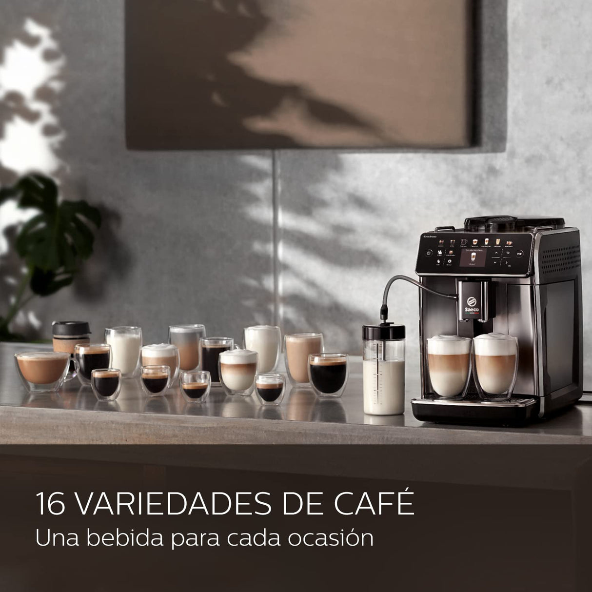 Saeco GranAroma Cafetera Superautomática - 16 Variedades de Café, Pantalla en Color Intuitiva, 6 Perfiles de Usuario, Molinillo de Cerámica (SM6585/00)
