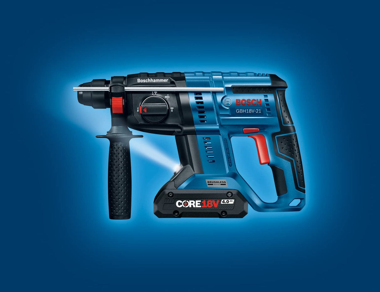 Bosch Professional 18V System GBH 18V-21 - Martillo perforador a batería (Brushless, 2,0 J, Ø máx. hormigón 21 mm, SDS plus, 2 baterías x 5.0 Ah, set 6 acc., en maletín) - Amazon Exclusive