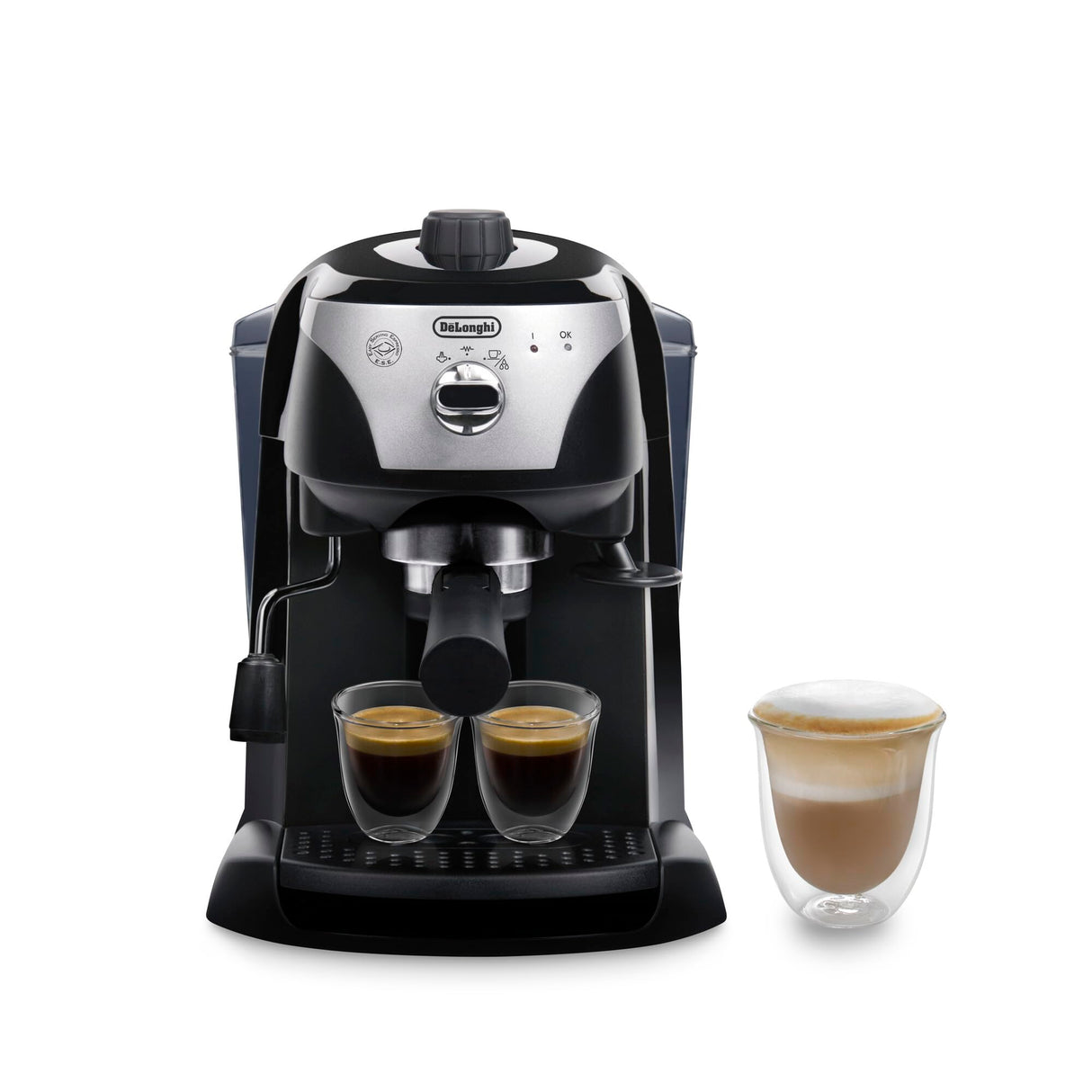 De'longhi EC201.CD.B - Cafetera de bomba tradicional (15 bar de presión, 2 tazas, café molido o filtros monodosis) negro