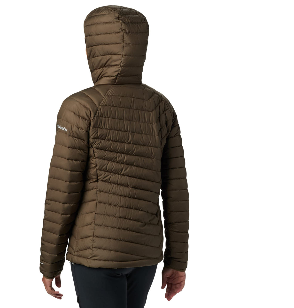 Columbia Powder Lite Hooded Jacket, Chaqueta Acolchada Con Capucha Mujer, Olive Green, M