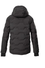 killtec Niños Chaqueta de esquí acolchada/chaqueta funcional con capucha y protección contra la nieve KSW 203 BYS QLTD JCKT, dunkelstein/schwarz/neongelb, 176, 43470-000