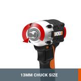 WORX Atornillador de Impacto Brushless 20V PowerShare | WX272-2 baterías | motor sin escobillas, 3 velocidades variables, Luz LED