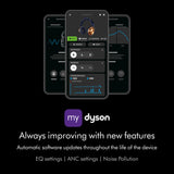 Dyson Ontrac Auriculares inalámbricos con cancelación Activa de Ruido – 55h de autonomía – Bluetooth 5.0 – Carga rápida de 10 min – 6 Hz a 21 kHz – Estuche de protección – (Aluminio/Amarillo)