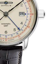 Zeppelin 7668-5 Hombres Automatic Dual Time con Correa de Cuero