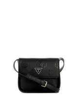 GUESS Keandra Crossbody Flap, Bandolera, Solapa Cruzada para Mujer, Negro con Logotipo, Talla única