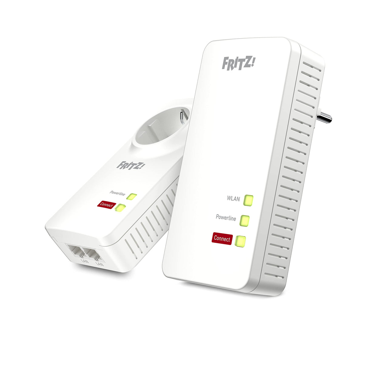 Fritz!Powerline 1260 WLAN Set International - Adaptador/Extensor de Red por línea eléctrica, PLC, IEEE P1901, 1200 Mbps, Base WiFi AC integrada, Mesh, 1 Puerto Gigabit, Interfaz en Español