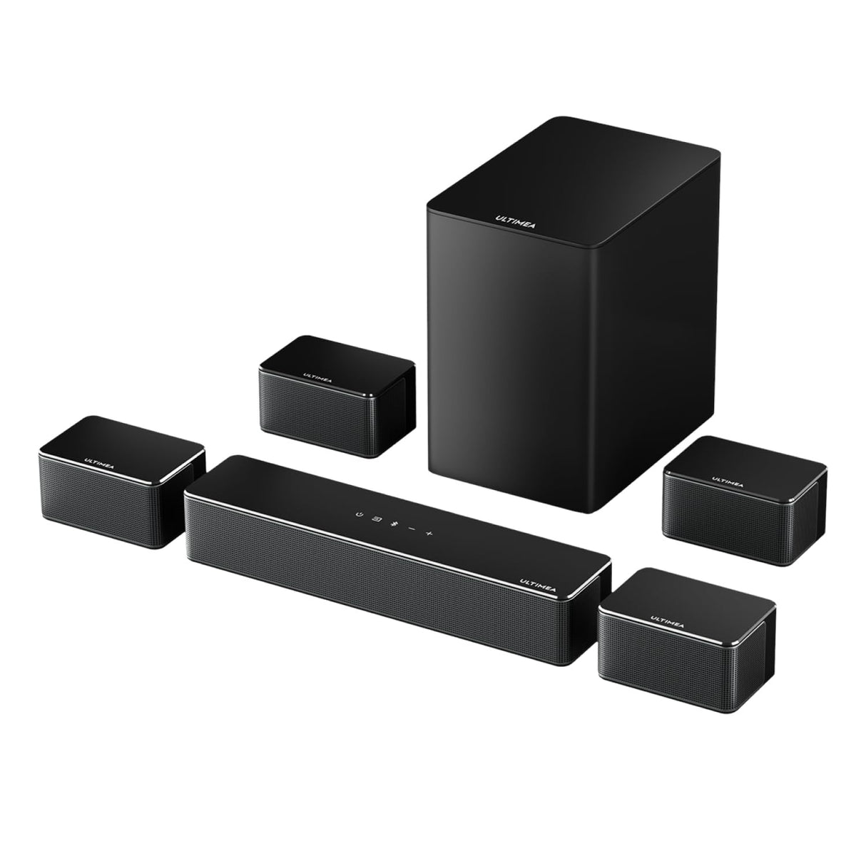 ULTIMEA 7.1 Barra de Sonido Surround Virtual, 8 Altoparlantes de Alto Rendimiento, Subwoofer Inalámbrico de 6.5", con Control a través de App, Sistema de Audio para Home Cinema, Poseidon D70