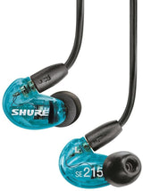 Shure SE215SPE-EFS - Auriculares Profesionales con cable sobre la oreja, aislamiento de sonido con microtransductor dinámico, sonido detallado con bajos profundos, cable de 3.5 mm, Azul