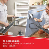 Polti Vaporetto SV650 Style, Escoba a Vapor con Limpiador Portátil Integrado, Potencia Máxima 1500 W, 19 Accesorios, Filtro Antical, Autonomía Ilimitada, Parking Vertical, Rojo y Blanco