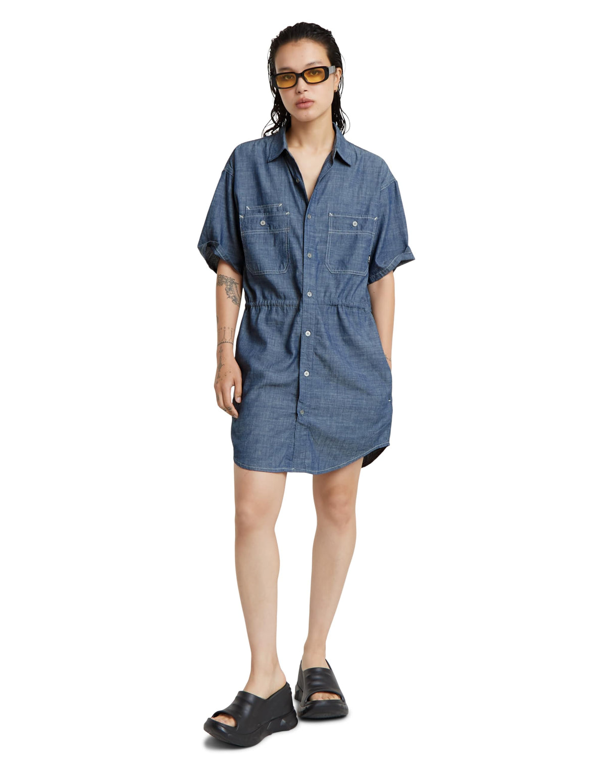 G-STAR Para Mujer Vestido Relaxed Drawcord, Azul (Rinsed D24874-D558-082), L
