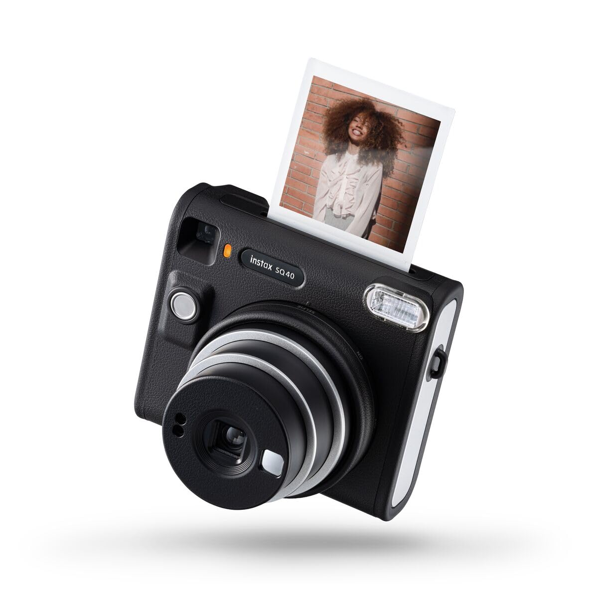 instax Cámara instantánea SQ40, Flash Integrado, exposición automática, Lente Selfie y Espejo Selfie, Acabado Texturizado Negro