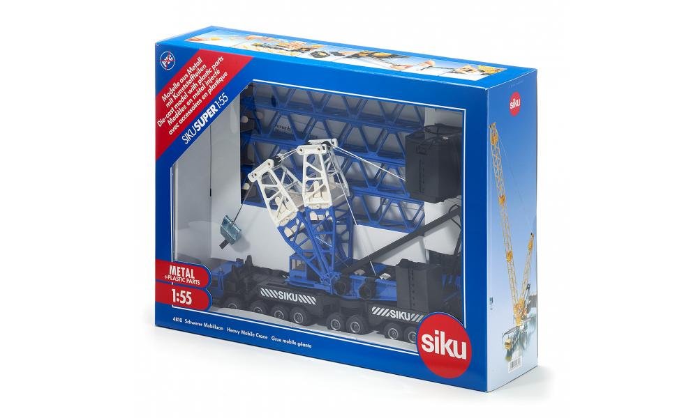 siku 4810 Grúa móvil, Interconectable, Con cabrestante y pesos, 1:55, Metal/Plástico, Azul