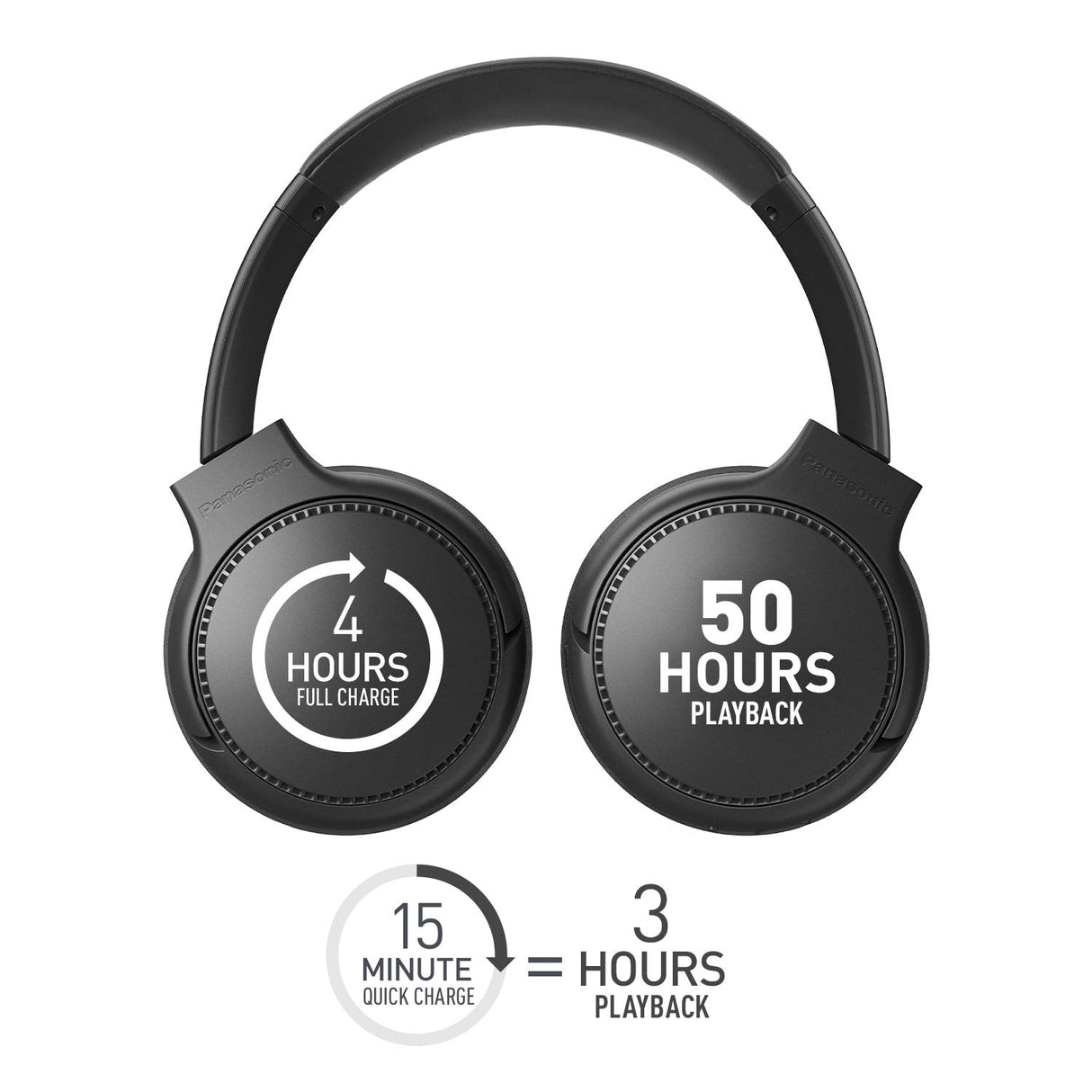 Panasonic RB-M300BE-K Auriculares Inalámbricos Bluetooth, Control por Voz, XBS Potenciador de Bajos, Cable de 1,2 m, Duración de la Batería de Hasta 50 h, Negro