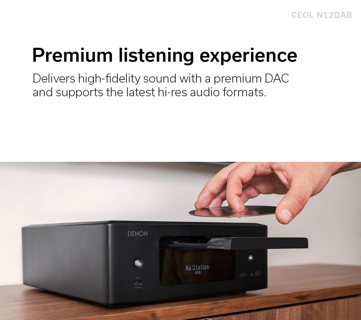 Denon CEOL N12DAB - Sistema Todo en uno con Reproductor de CD, Radio Dab/FM, HDMI ARC y HEOS Integrados, Color Negro