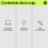 HP 15-fd0187ns - Ordenador portátil de 15.6" FHD (Intel N100, 8GB RAM, 256GB SSD, Intel UHD, Windows 11) Plata - Teclado QWERTY Español