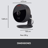 Logitech Circle View Cámara de seguridad doméstica con cable resistente a la intemperie, angular de 180°, HD 1080p, visión nocturna, audio de dos vías, con cifrado y Apple HomeKit Secure Video - Negro