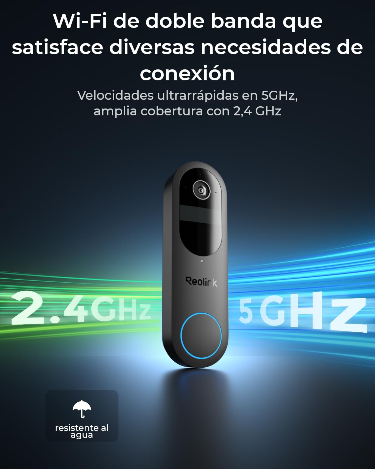 Reolink 2K Timbre Inalámbrico con Cámara, 2,4/5G WiFi Timbre a Batería, Visión 150°x150°, Alimentación por Batería/Cable, Detector de Personas/vehículos/Paquetes, Sin Cuotas, Home Hub Incluido