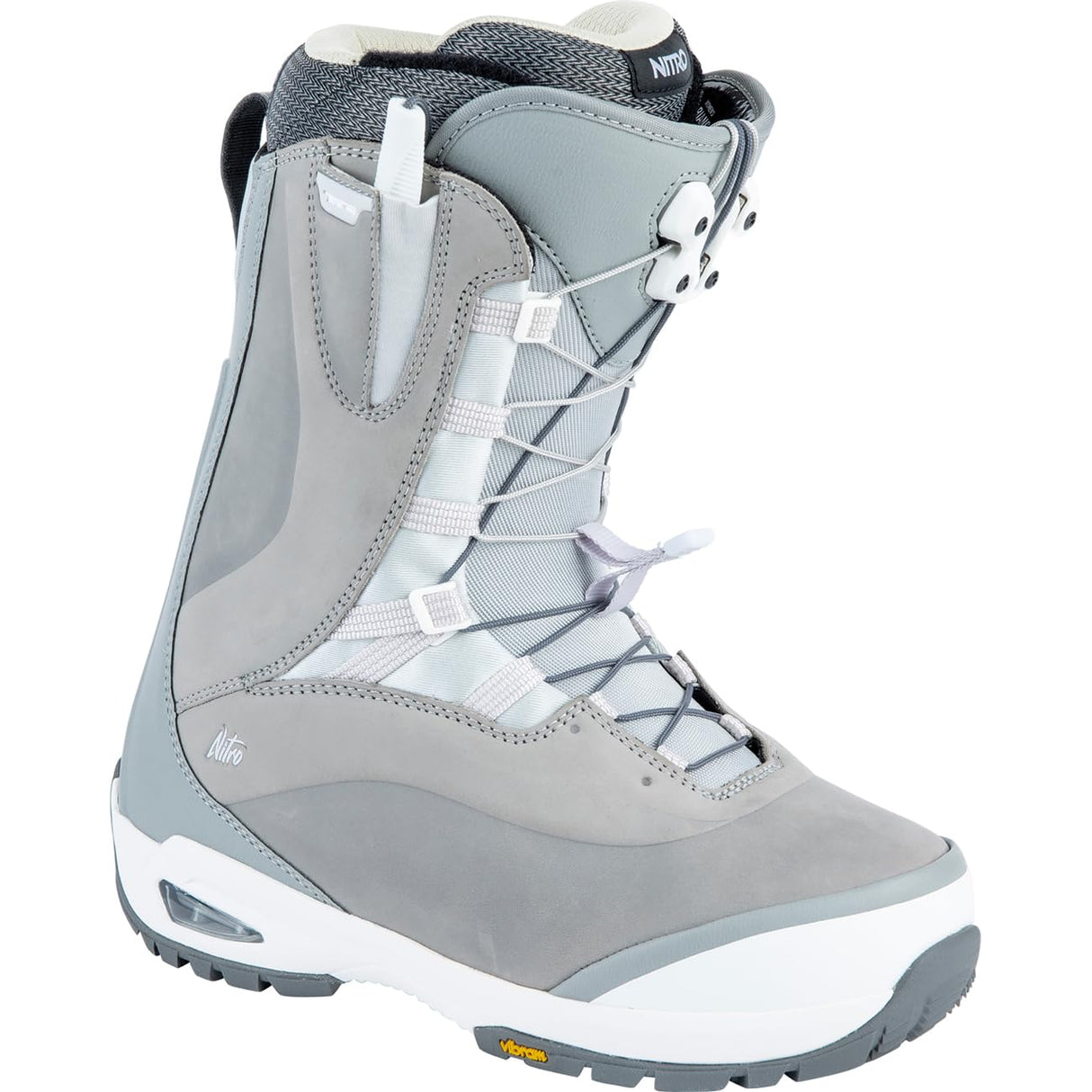 Nitro Bianca TLS Premium All Mountain Freeride Freestyle Sistema de Cordones rápidos Barco Snowboard, Mujeres, Gris, MP 25.5 // EU 39 1/3 // US WMN 8
