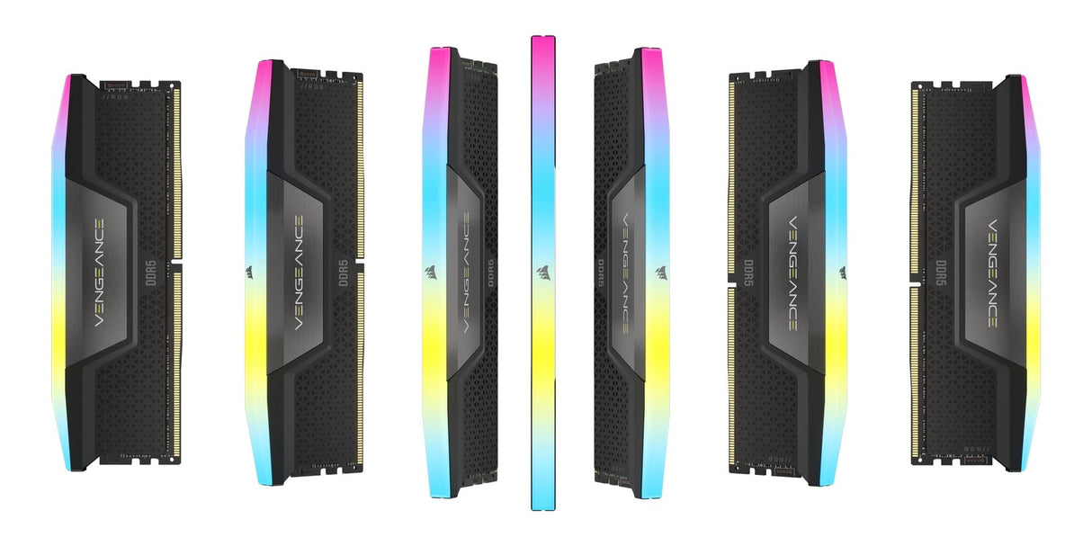 Corsair VENGEANCE RGB DDR5 32GB (2x16GB) 7000MHz C34 Kit de Memoria Optimizada Intel Para Equipos de Sobremesa - Iluminación RGB Dinámica de Diez Zonas - Perfiles Intel® XMP 3.0 Personalizados - Negro