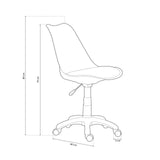 Lina Silla Giratoria para Estudio, Escritorio o Dormitorio, Acabado en Blanco, Medidas: 60 cm (Ancho) x 60 cm (Largo) x 79-89 cm (Alto)
