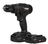 FERM Taladro inalámbrico industrial, FI20 V, 50 Nm, motor de 4 pines, incluye 2 baterías de 2,0 Ah y maletín de almacenamiento