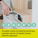 Pure Sistema de música HiFi Pure Classic Stereo, Sistema Compacto (100 W de Sonido, Radio por Internet, Dab+/FM, Bluetooth, Reproductor de CD, USB y Spotify Connect), Blanco algodón/Roble