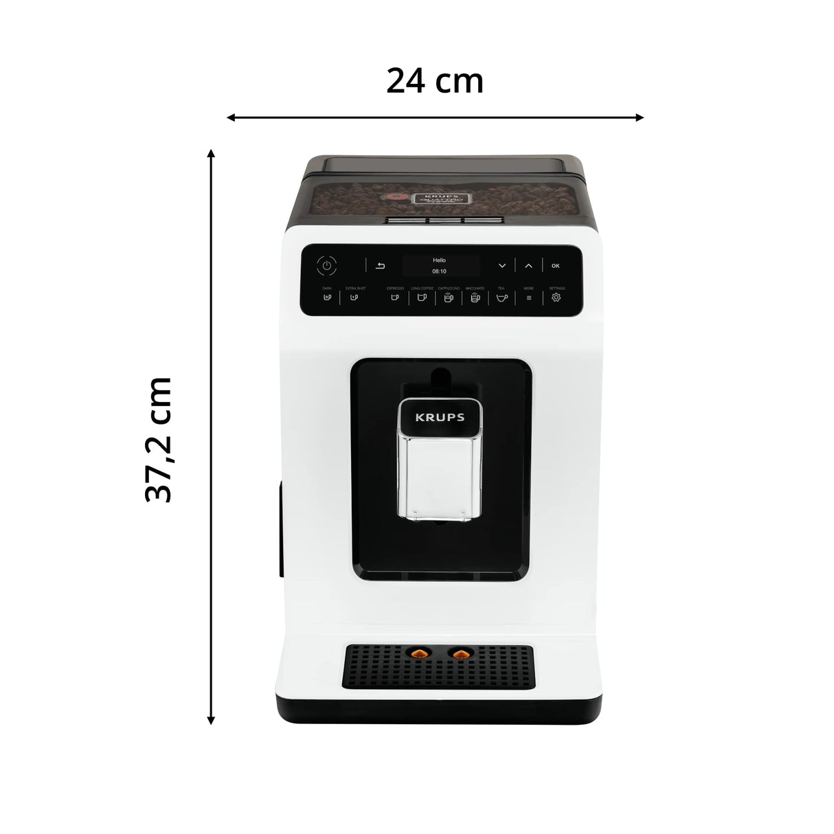 Krups Evidence EA8901 Independiente Totalmente automática Máquina espresso 2.3L 2tazas Blanco - Cafetera (Independiente, Máquina espresso, 2,3 L, Molinillo integrado, 1450 W, Blanco)